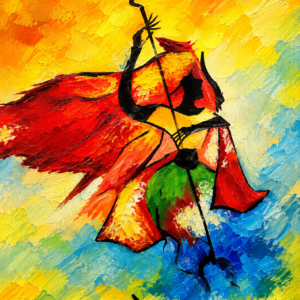 Warrior in Vibrant Motion